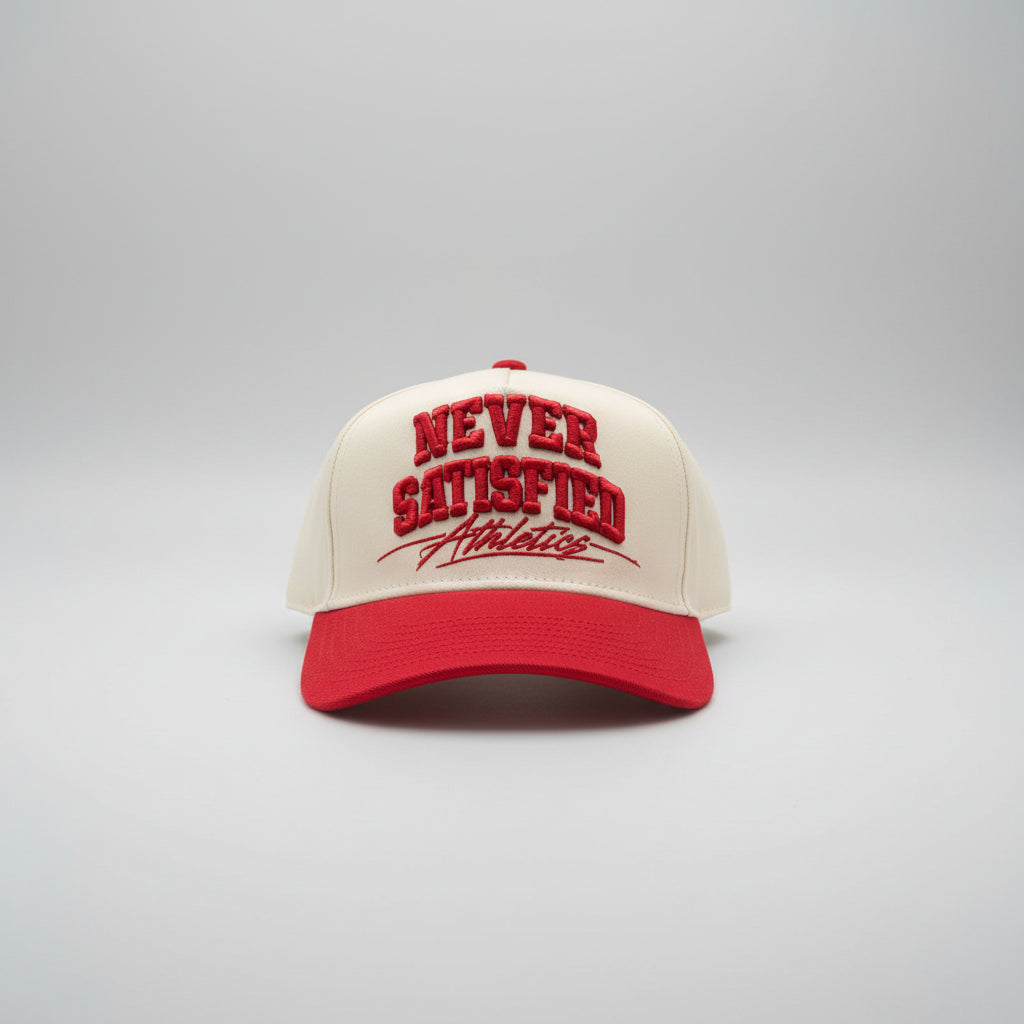 NSA VITAGE RED & CREAM SNAPBACK.