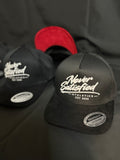 NSA CURSIVE BLACK AND RED SUEDE.